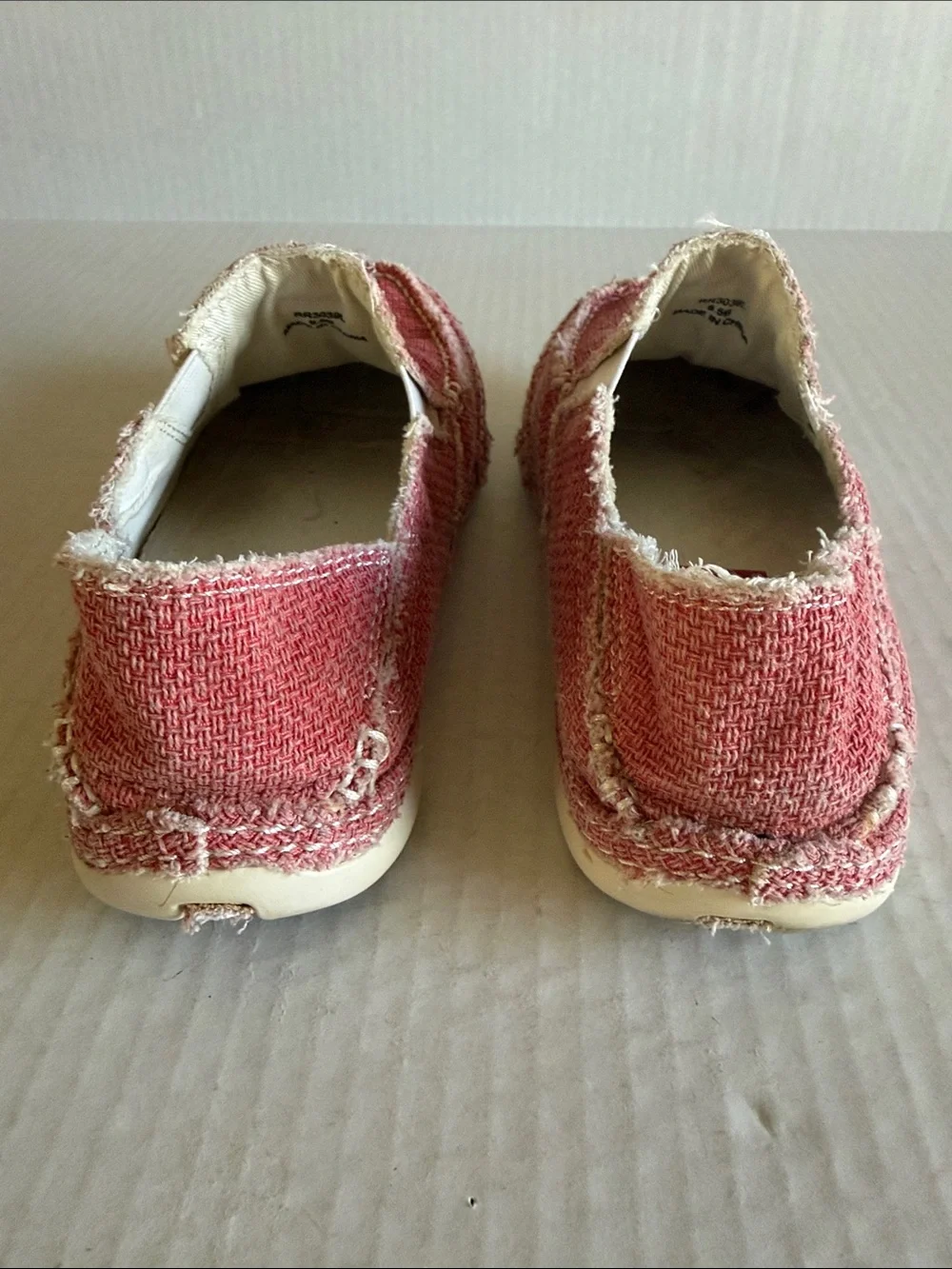 Tony Lama Lipstick Pink Canvas Slip On Shoes